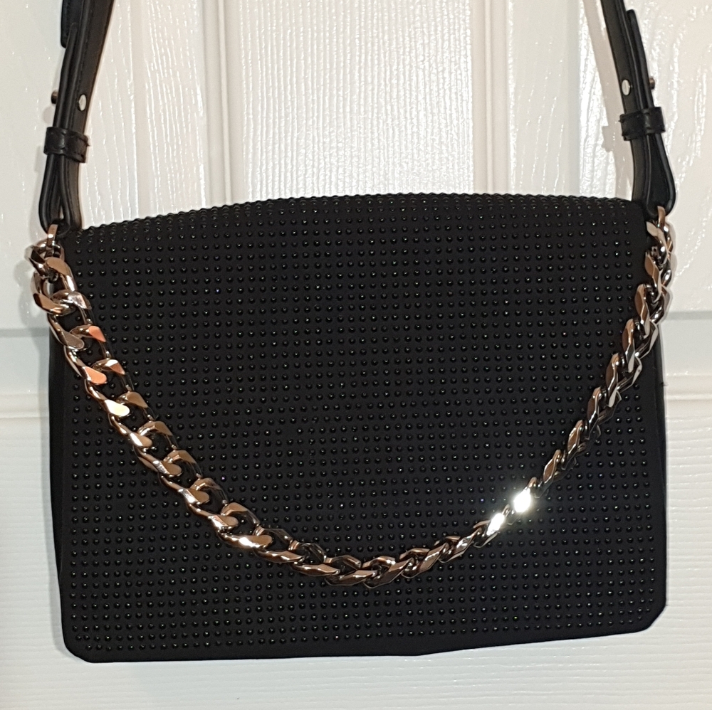 DKNY Tinsley Small Crossbody Black Silver